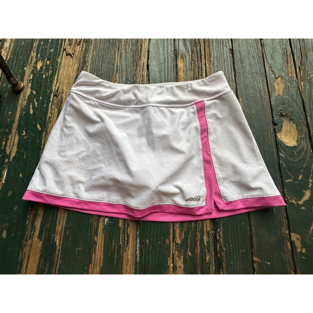 Barbiecore Avia Athletic Skort White Pink Mesh Trim Tennis Skirt golf  med